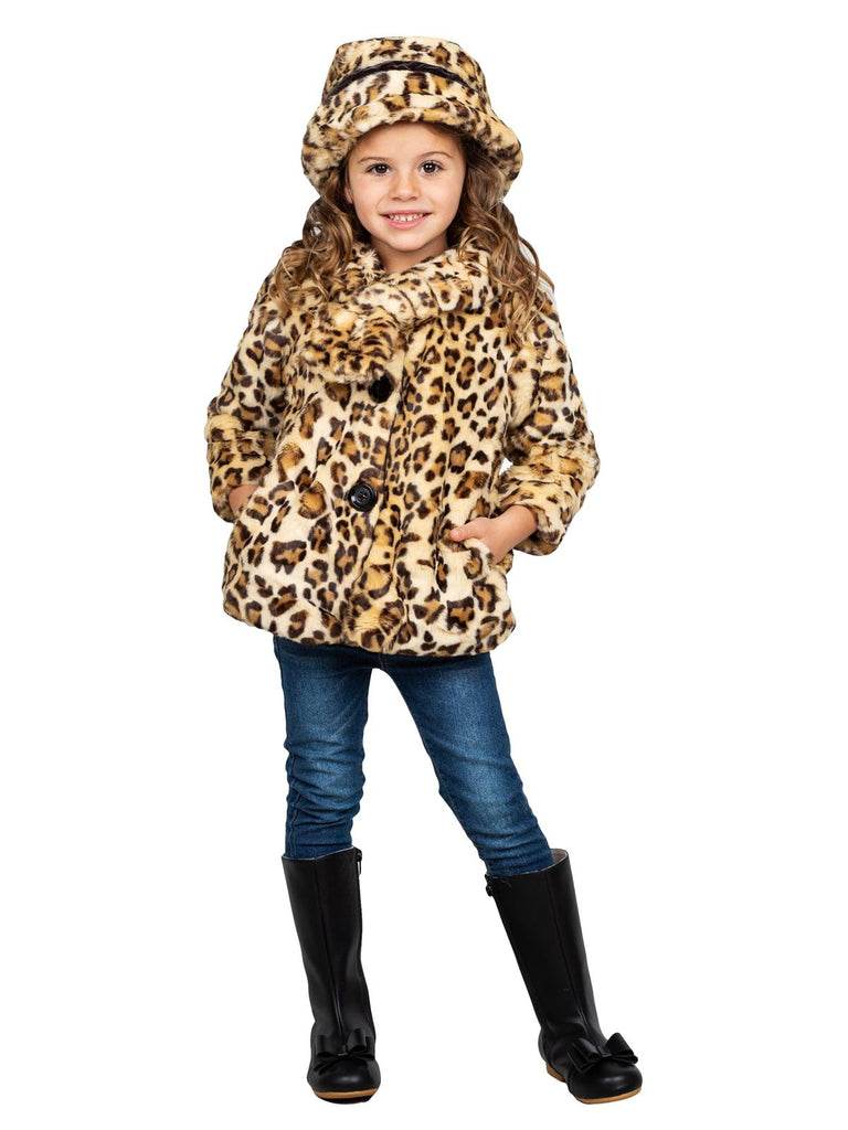 Widgeon Little Girls Leopard Faux Fur Coat