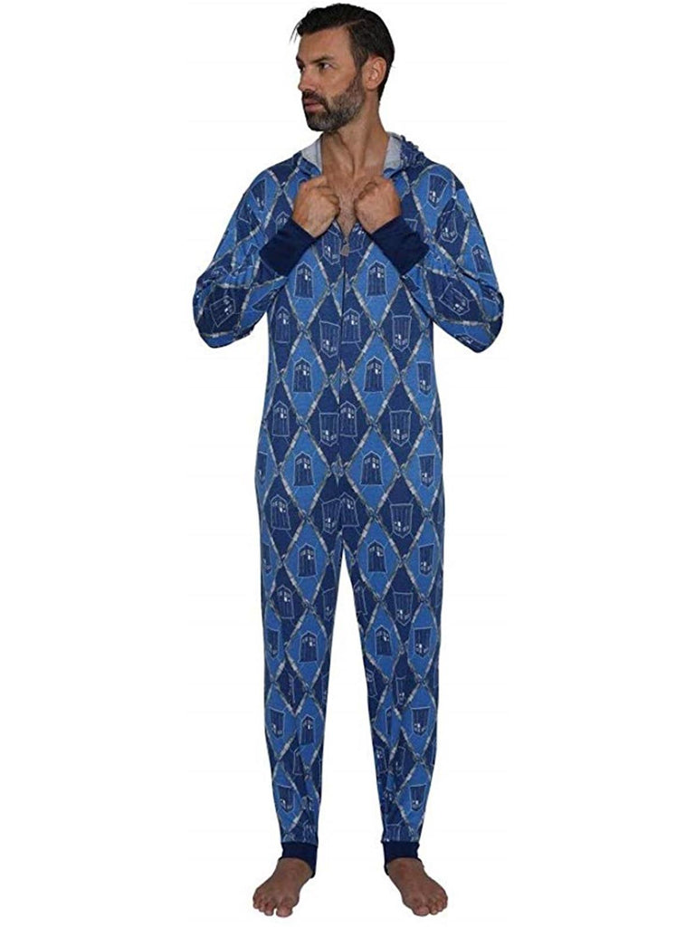 Doctor Who Hooded All over Tardis Union Suit Pajama Onesie Pajama