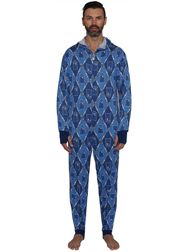 Doctor Who Hooded All over Tardis Union Suit Pajama Onesie Pajama