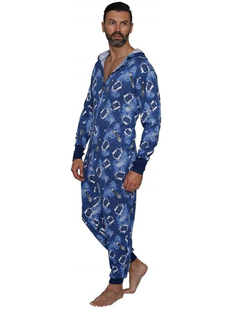 Doctor Who Hooded Galaxy Sonic Screwdriver Lounger Union Suit Onesie Pajama
