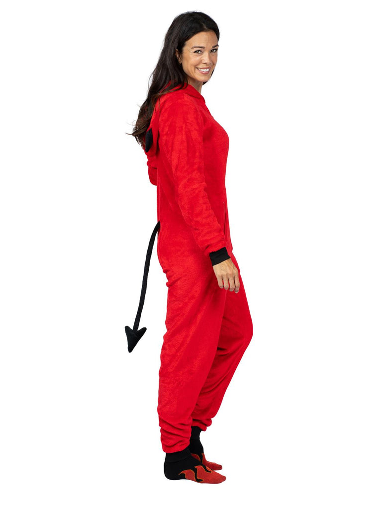 Family Devil Onesie Pajama Costume Union Suit Sleepwear With Hood, Mask, And Socks