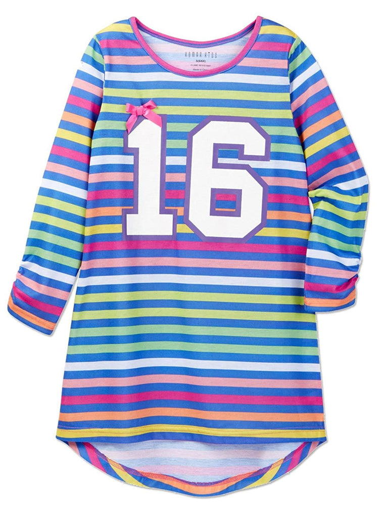 Komar Kids Girls Stripes "16" Nightgown 