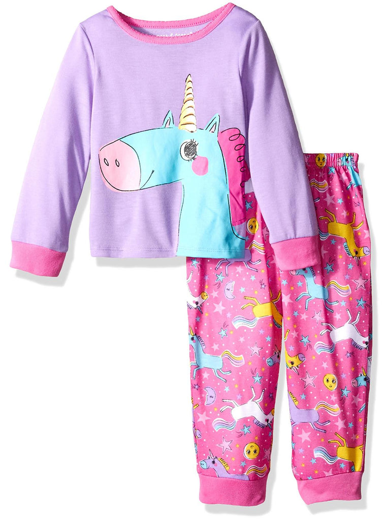 Komar Kids Girls Smiling Unicorn 2 Piece Pajama Set 
