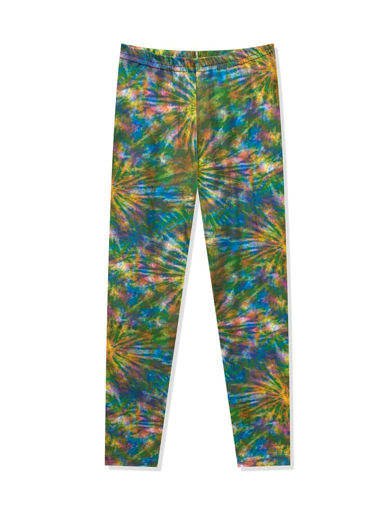 Prestigez Girls' Cute Fashion Printed Stretchy Tie Dye Leggings Yoga Pants Pack of 2, Fuchsia/Multicolor