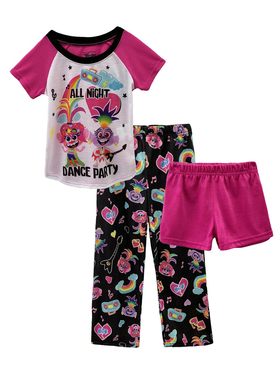 Trolls World Tour Girls' 3 Piece Pajama Set Sleepwear, All Night Dance –  Premium Apparel Shop