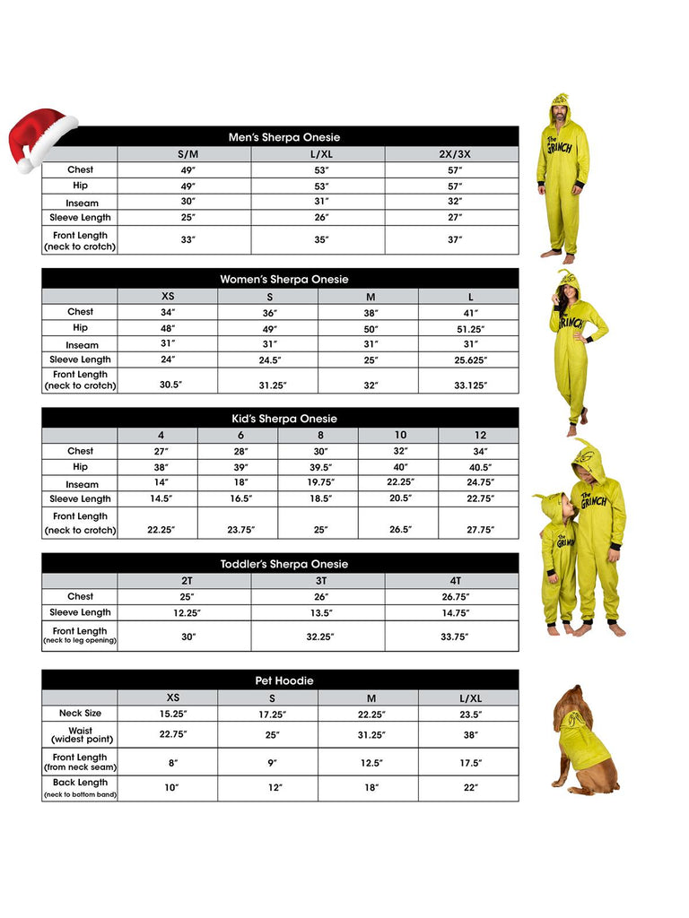 Dr. Seuss Grinch Family Matching Onesie Pajama Costume Union Suit