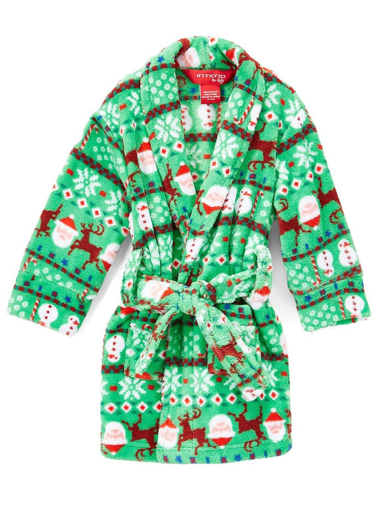 Green Fairasile Santa Belted Robe for Boys
