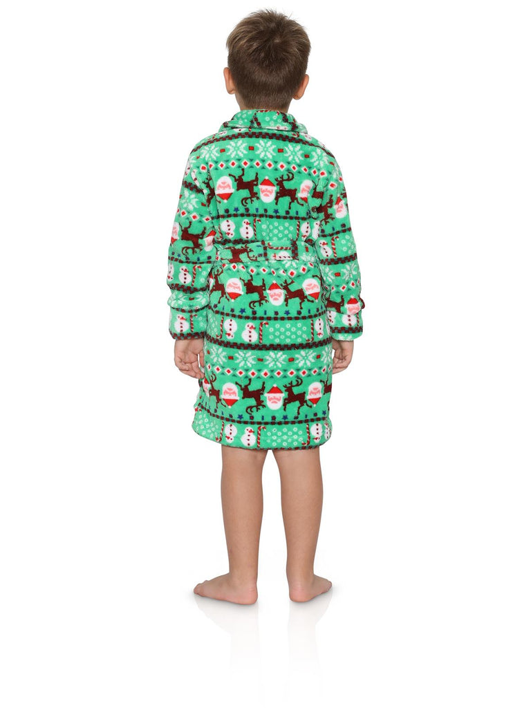 Green Fairasile Santa Belted Robe for Boys