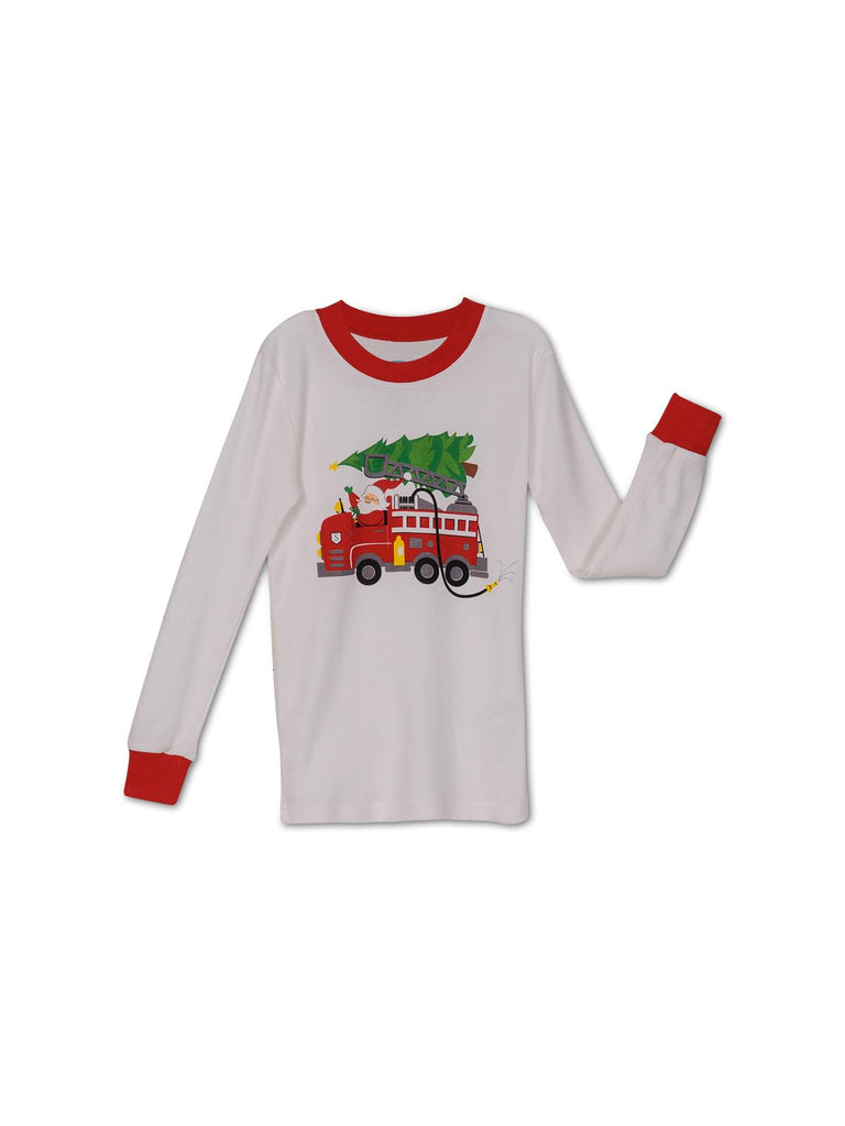 Sara's Prints Unisex Santa & Firetruck Long John Pajamas