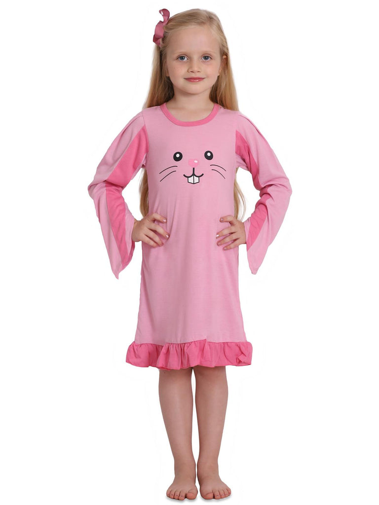 Sara's Prints Girls Long Sleeve Bunny Nightgown with Tail