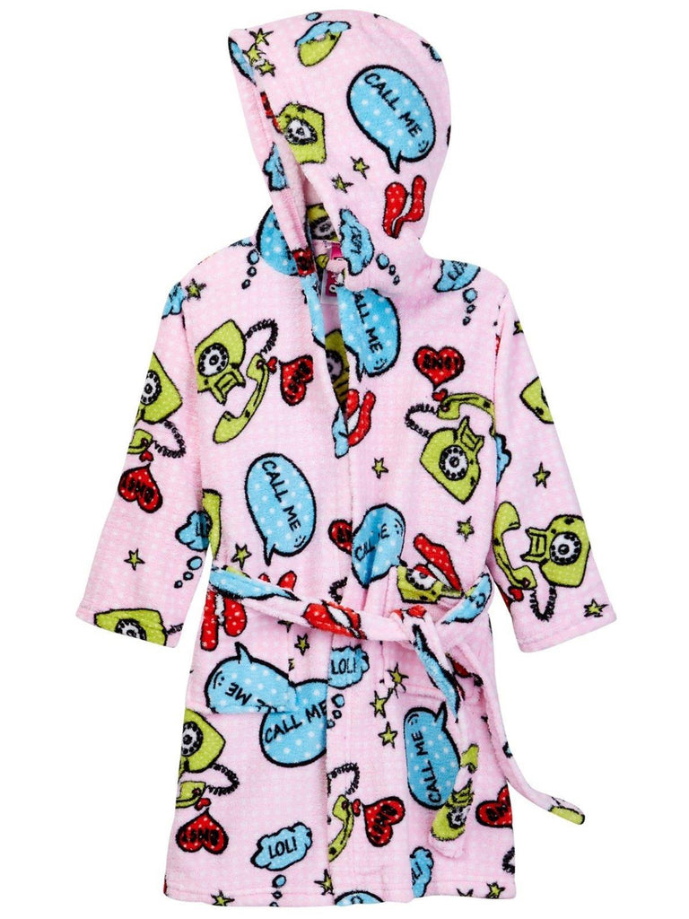 Up Past 8 Big Girls' Fuzzy Hooded Robe, Call Me