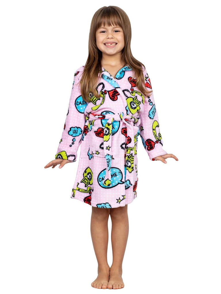 Up Past 8 Big Girls' Fuzzy Hooded Robe, Call Me