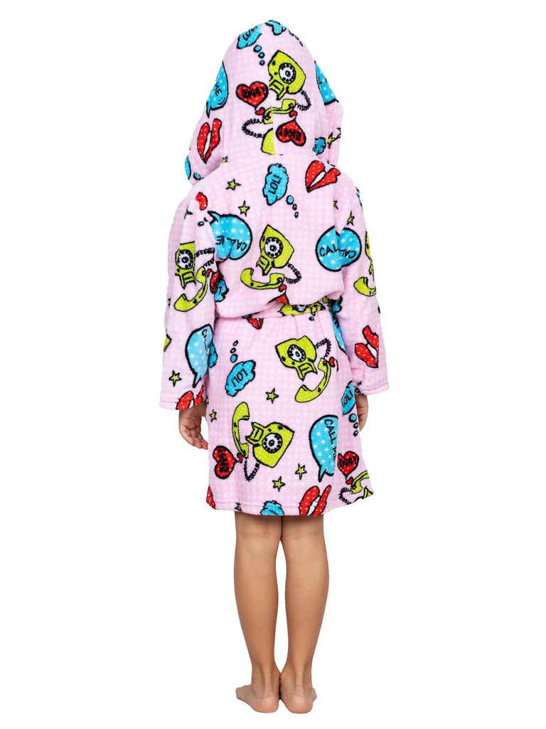 Up Past 8 Big Girls' Fuzzy Hooded Robe, Call Me