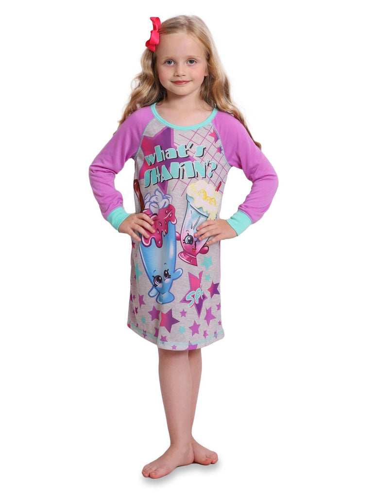 Shopkins Big Girls' Nightgown, Long Sleeve, Purple