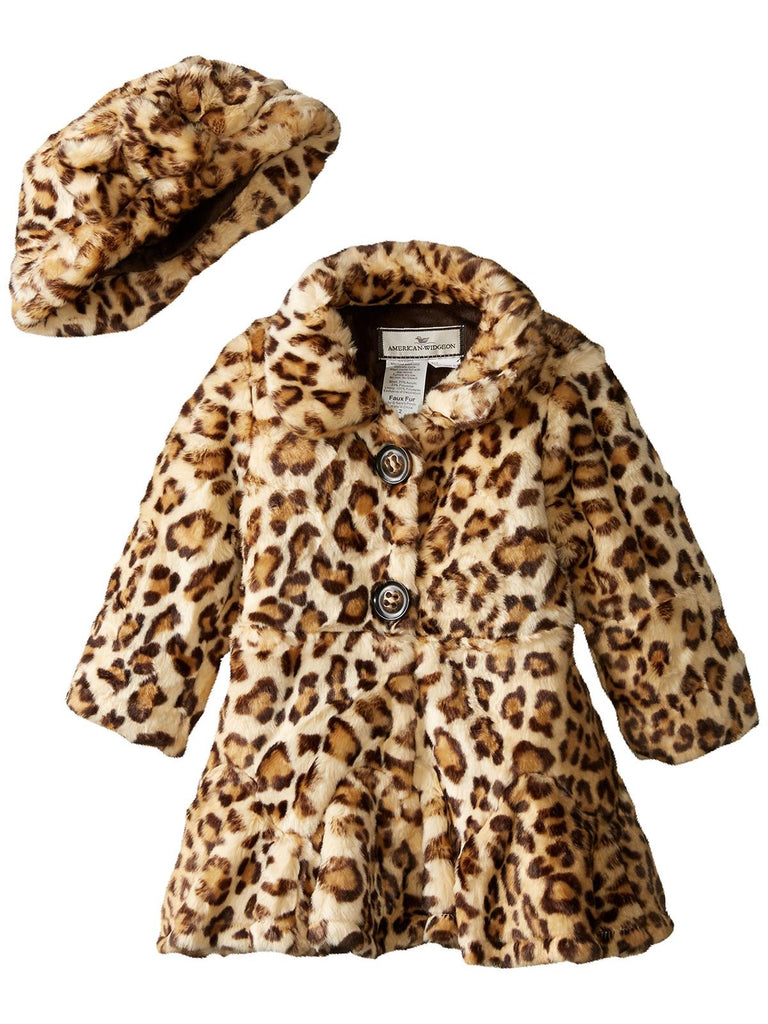 Widgeon Little Girls' Twirl Bottom Coat with Hat, Amur Leopard