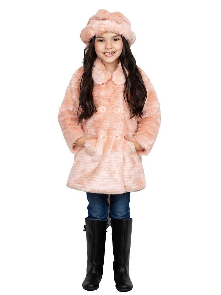 American Widgeon Double Breasted Faux Fur Coat, Mauve Pink