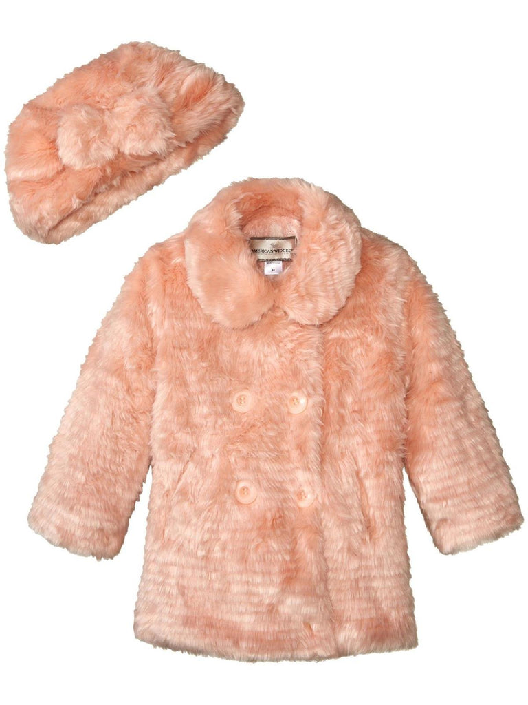 American Widgeon Double Breasted Faux Fur Coat, Mauve Pink