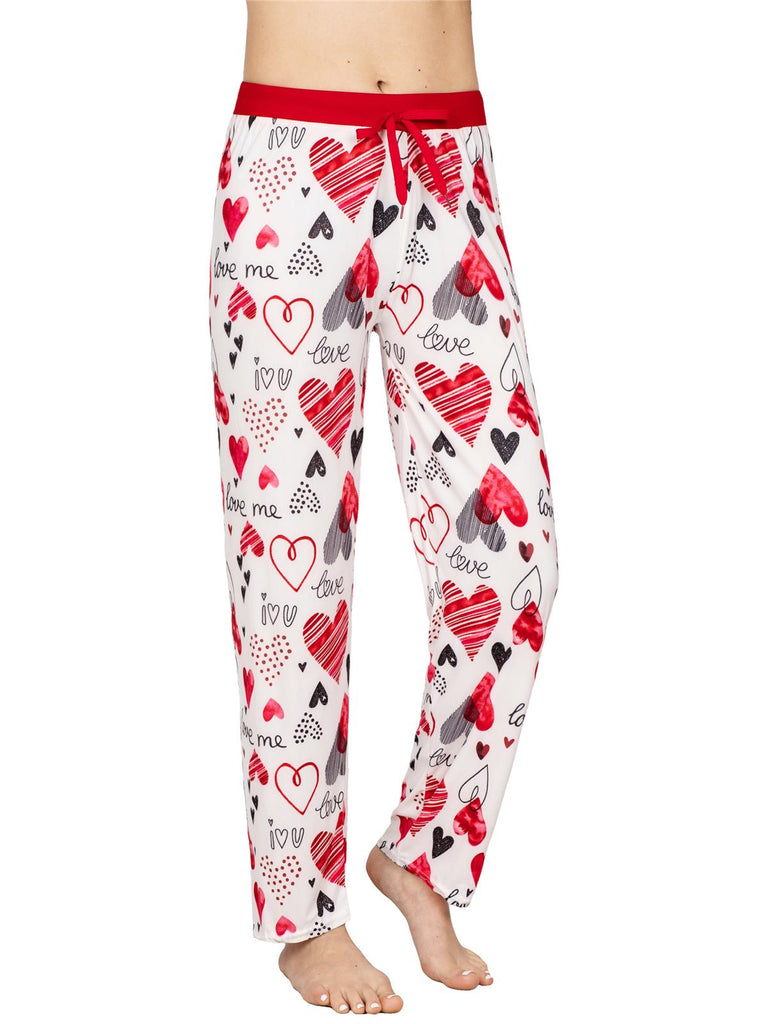 Victoria Womens Lounge Pajama Pants, Heart print I Love You