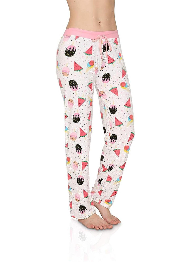 Women's Victoria Collection Super Soft Lounge Pajama Pants, White Ice Cream Print