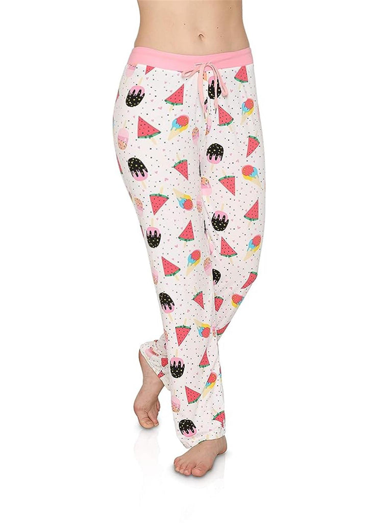 Women's Victoria Collection Super Soft Lounge Pajama Pants, White Ice Cream Print