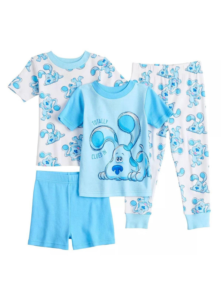 Blue's Clues Boys' Cotton Pajama, 4 Piece Sleepwear Set