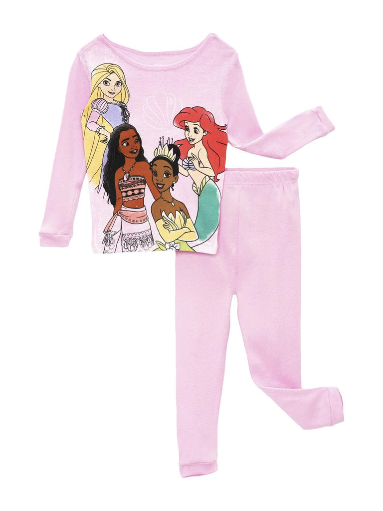 Disney Princesses Girls' 4 Piece Cotton Pajama Set