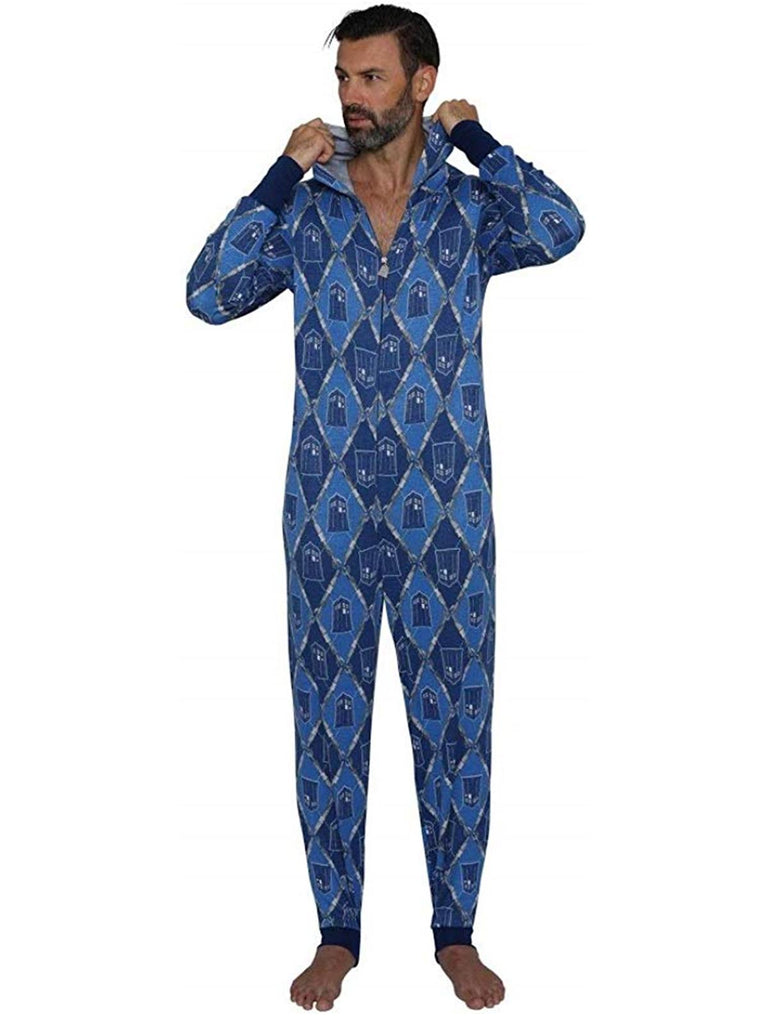 Doctor Who Hooded All over Tardis Union Suit Pajama Onesie Pajama