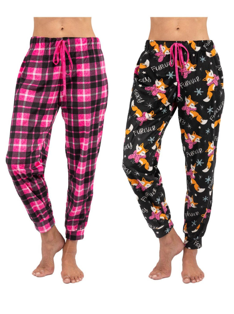 Christmas Themed Women's Plush Jogger Pajama Pants Pack of 2