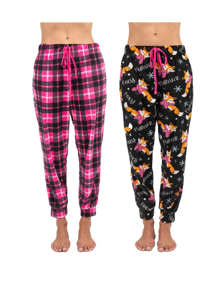 Christmas Themed Women's Plush Jogger Pajama Pants Pack of 2