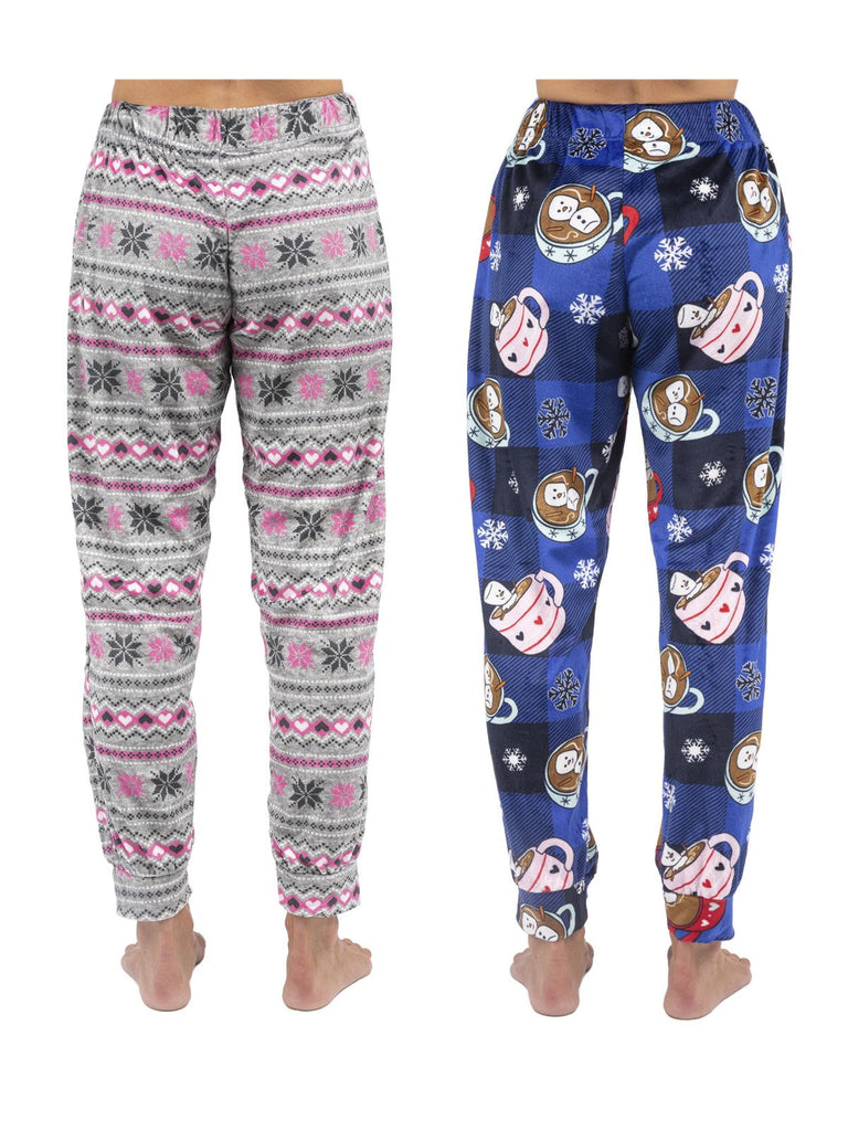 Christmas Themed Women's Plush Jogger Pajama Pants Pack of 2