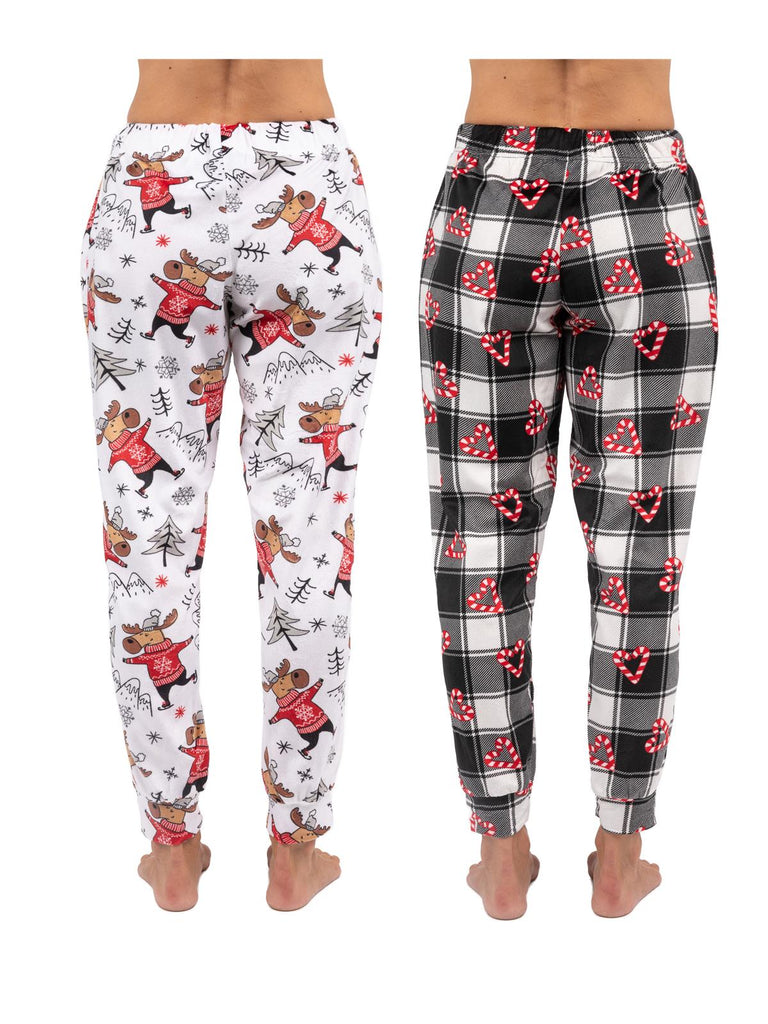 Moose Women's Plush Jogger Pajama Pants Pack of 2