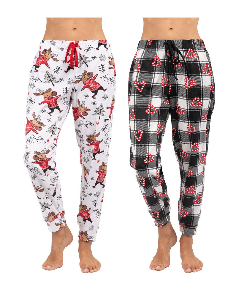 Moose Women's Plush Jogger Pajama Pants Pack of 2