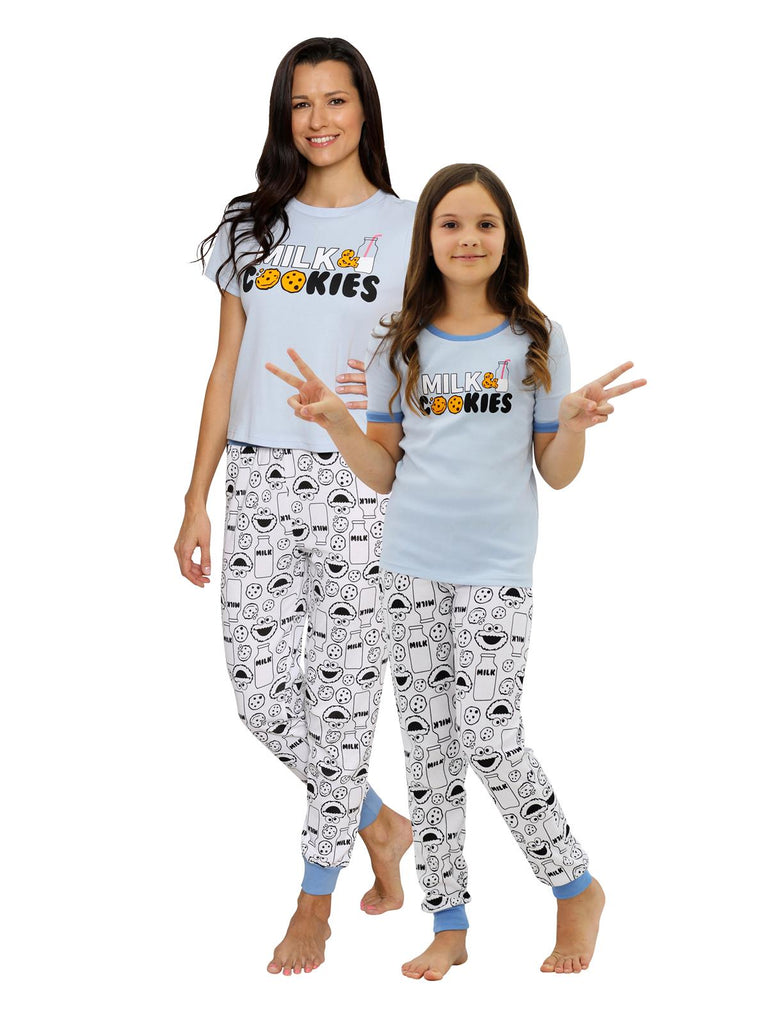 Sesame Street Cookie Monster Mommy and Me Girls' Pajama 2 Piece Set Sleepwear