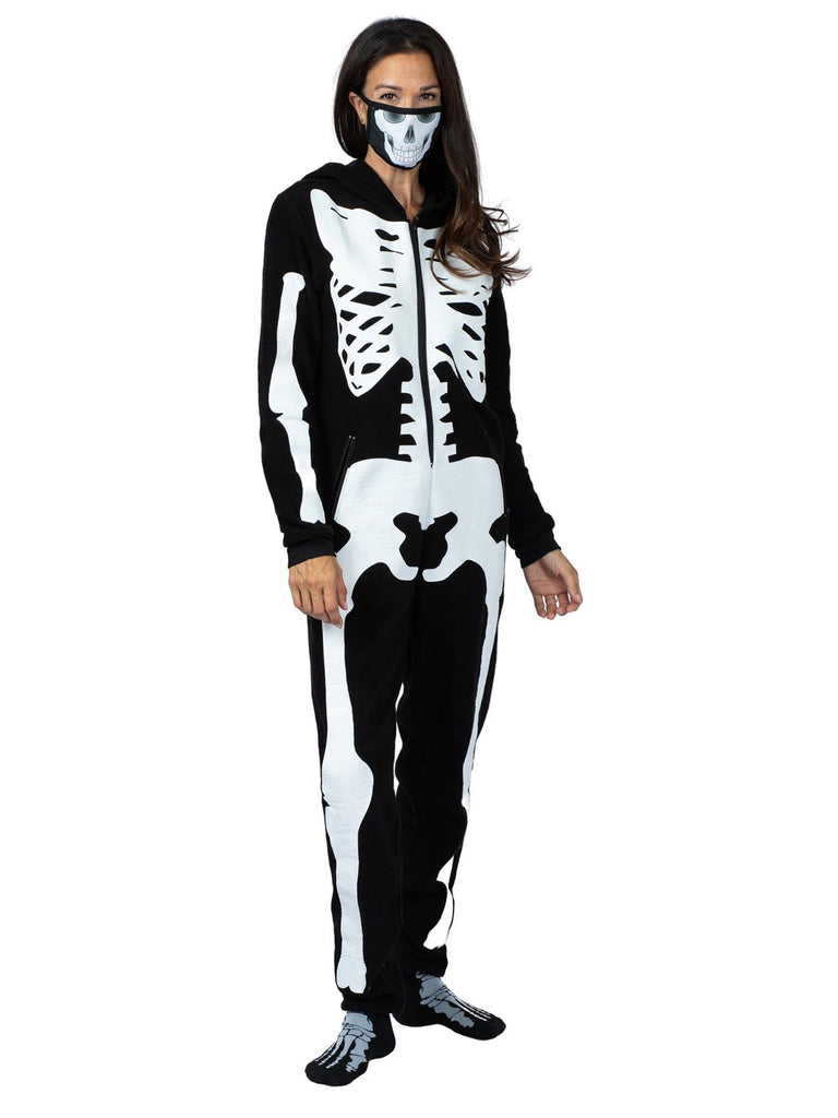 Family Skeleton Onesie Pajama With Hood, Mask, And Socks