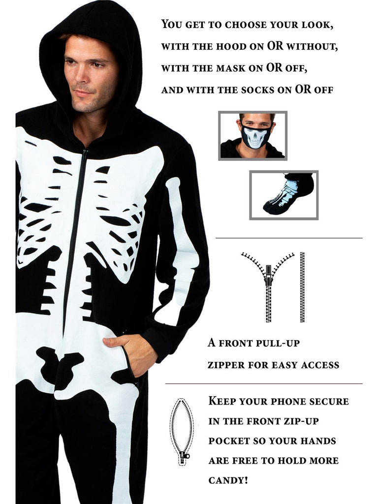 Family Skeleton Onesie Pajama With Hood, Mask, And Socks