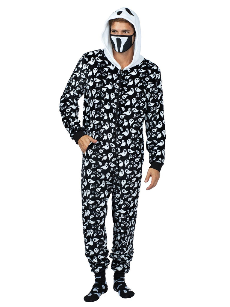 Ghost Family Onesie Pajama With Hood, Mask, And Socks