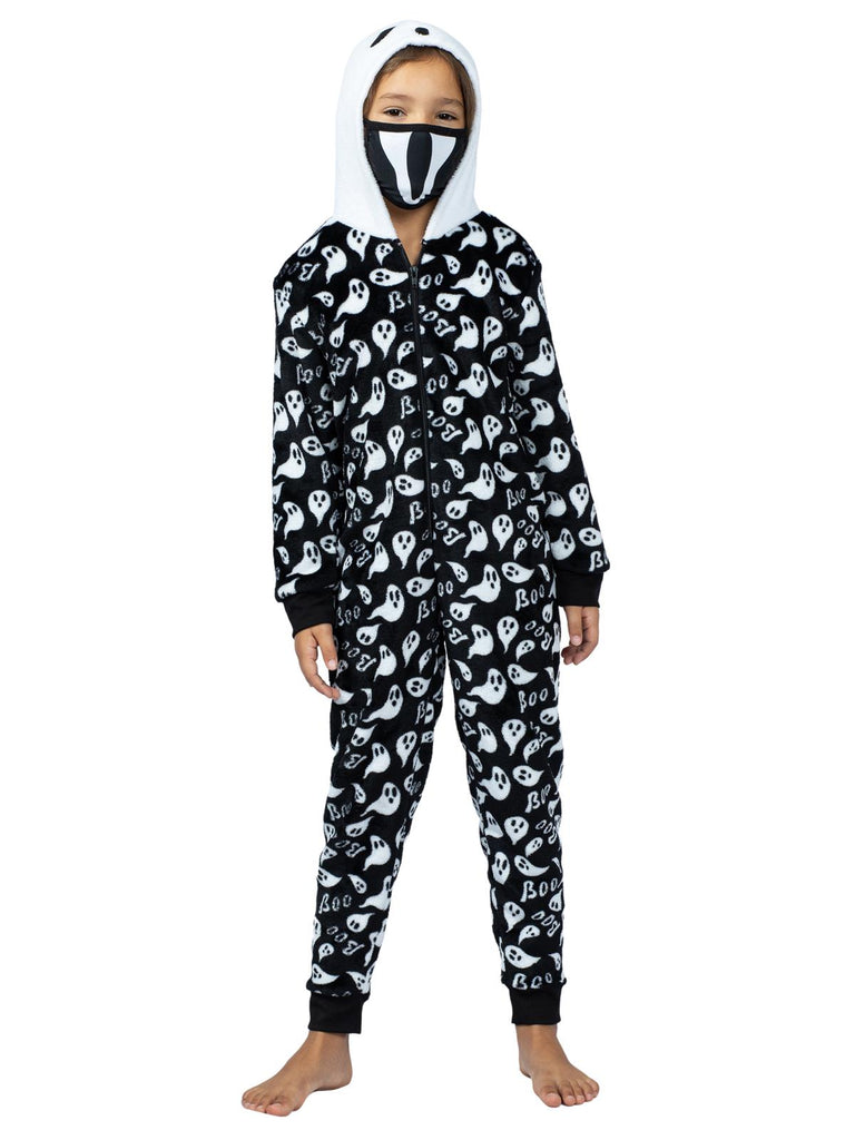 Ghost Family Onesie Pajama With Hood, Mask, And Socks