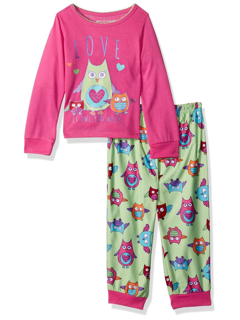 Komar Kids Girls' Big Girls' Owl Love 2 Piece Pajama Set