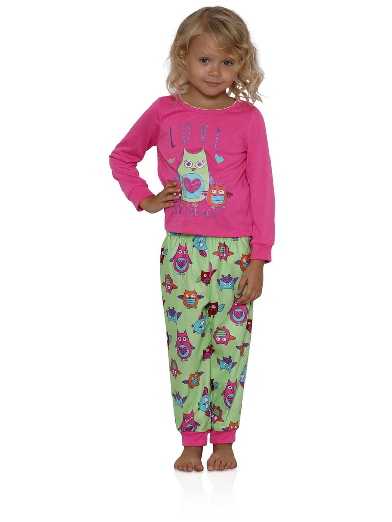 Komar Kids Girls' Big Girls' Owl Love 2 Piece Pajama Set