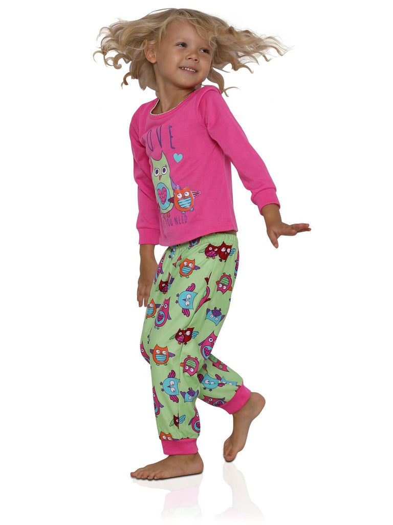 Komar Kids Girls' Big Girls' Owl Love 2 Piece Pajama Set