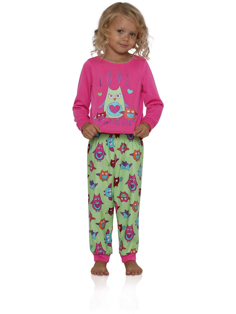 Komar Kids Girls' Big Girls' Owl Love 2 Piece Pajama Set