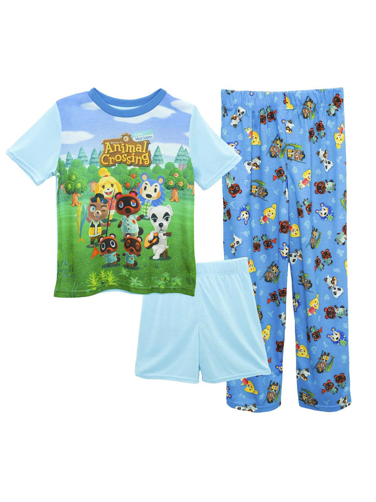 Animal Crossing Boys' Pajama 3 Piece Sleep Set, Short Sleeve