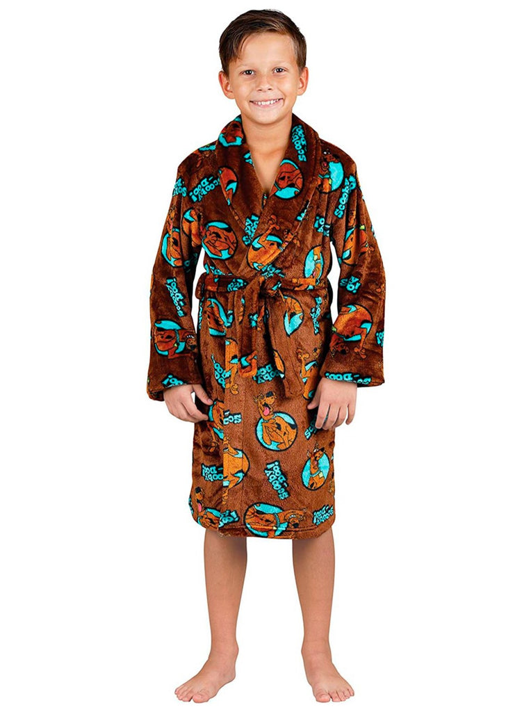 Scooby Doo Boy's Robe Soft Fleece Luxe Plush Comfy Spa Bathrobe Kids Sleepwear
