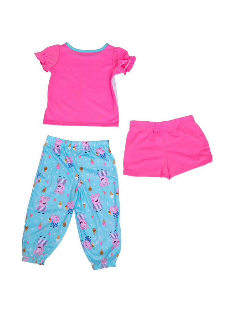 Peppa Pig Girls' Pajama, 3 Piece Sleepwear Set
