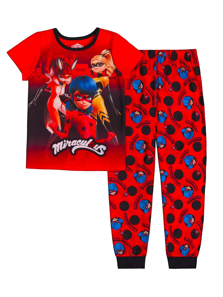 Miraculous Ladybug Girls' Pajama, 2 Piece Sleepwear Set
