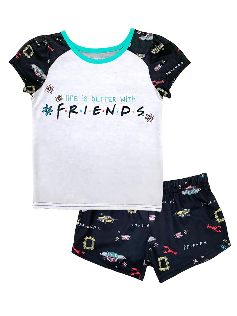 Friends Girls' Pajama, 2 Piece Sleepwear Set