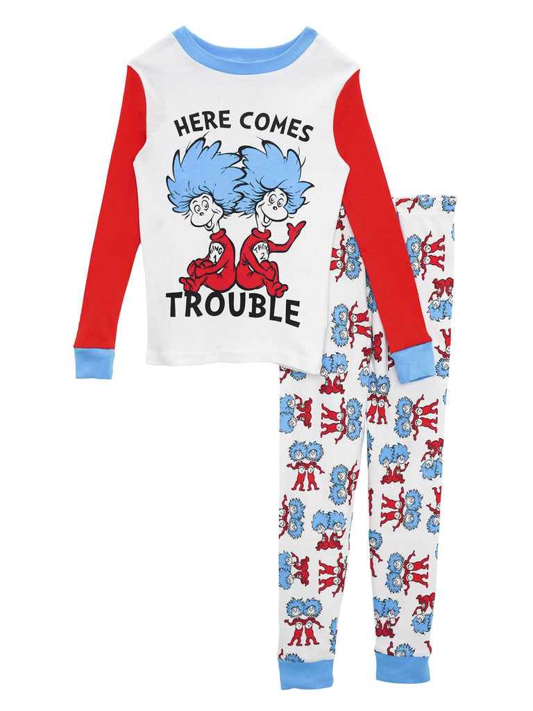 Dr Seuss Cat In The Hat Kids' Pajamas, 2 Piece Thing 1 Thing 2 Sleep Set