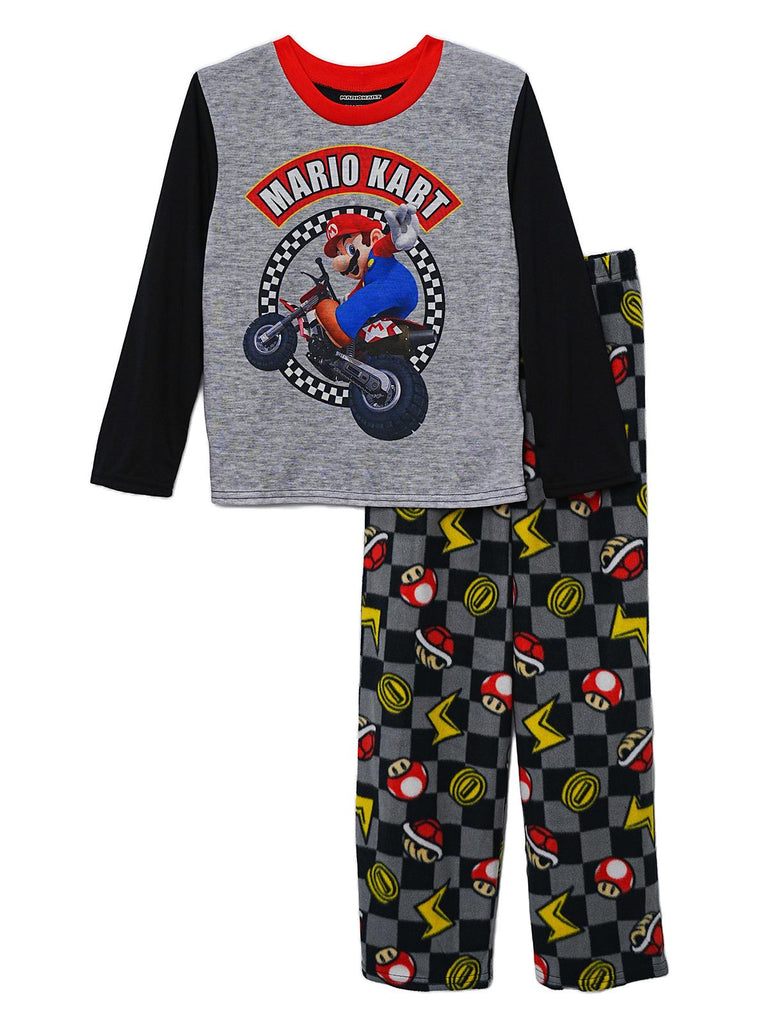 Super Mario Boys' 2 Piece Pajama Set, Fleece Pants