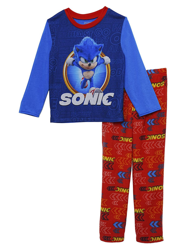 Sonic The Hedgehog Boys' 2 Piece Pajama Set, Fleece Pants