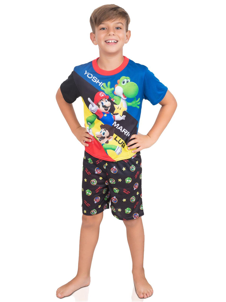 SUPER MARIO Boys' Pajama Set, Yoshi Mario Luigi, Sizes 4-10